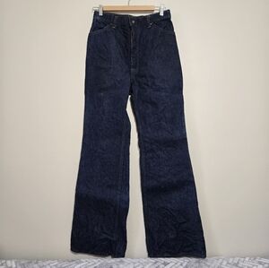 Vintage 70s Levi’s Orange Tab 2501 Bell Bottom Jeans 27x34 Dark Indigo